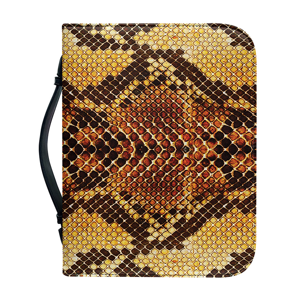 Yellow And Brown Snakeskin Print Leather Bible Cover