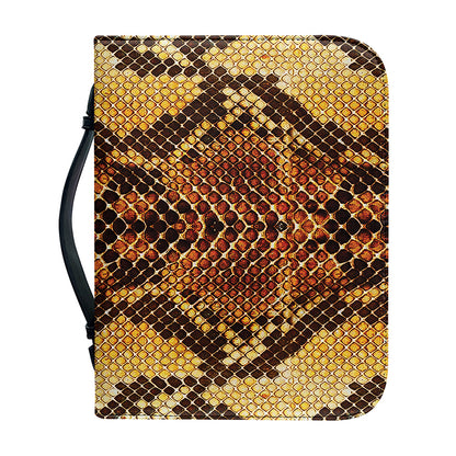 Yellow And Brown Snakeskin Print Leather Bible Cover