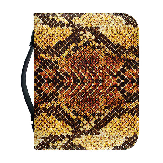Yellow And Brown Snakeskin Print Leather Bible Cover