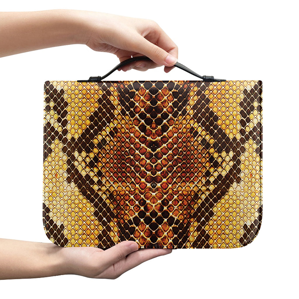 Yellow And Brown Snakeskin Print Leather Bible Cover