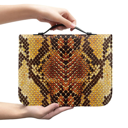Yellow And Brown Snakeskin Print Leather Bible Cover