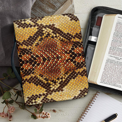 Yellow And Brown Snakeskin Print Leather Bible Cover