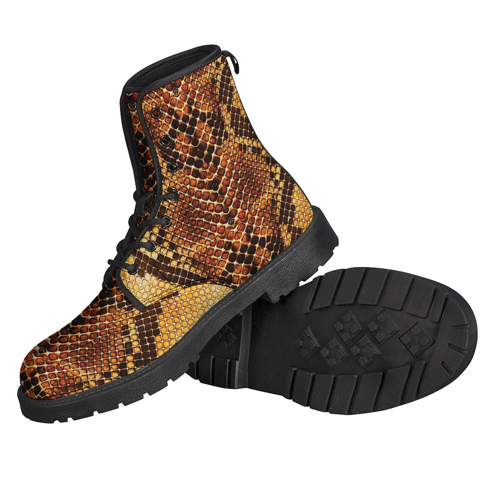 Yellow And Brown Snakeskin Print Backpack