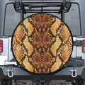 Yellow And Brown Snakeskin Print Leather Spare Tire Cover