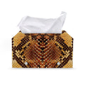 Yellow And Brown Snakeskin Print Leather Tissue Box Cover
