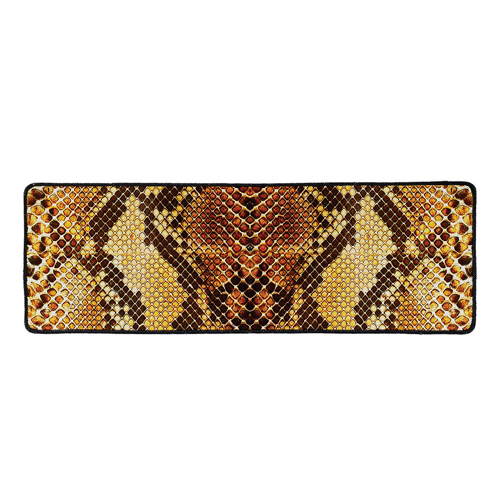 Yellow And Brown Snakeskin Print Long Kitchen Mat