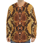 Yellow And Brown Snakeskin Print Long Sleeve Baseball Jersey