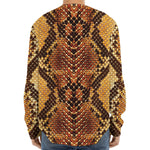 Yellow And Brown Snakeskin Print Long Sleeve Baseball Jersey