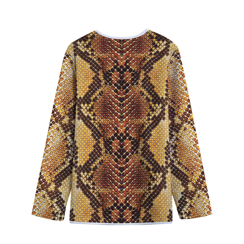 Yellow And Brown Snakeskin Print Long Sleeve Short Coat
