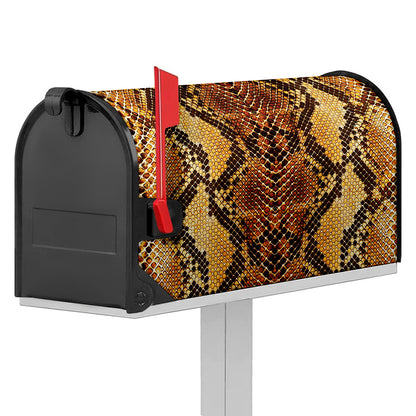 Yellow And Brown Snakeskin Print Mailbox Cover
