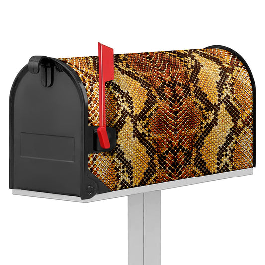 Yellow And Brown Snakeskin Print Mailbox Cover