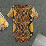 Yellow And Brown Snakeskin Print Men's Bodysuit