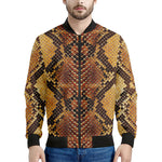 Yellow And Brown Snakeskin Print Men's Bomber Jacket