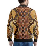 Yellow And Brown Snakeskin Print Men's Bomber Jacket