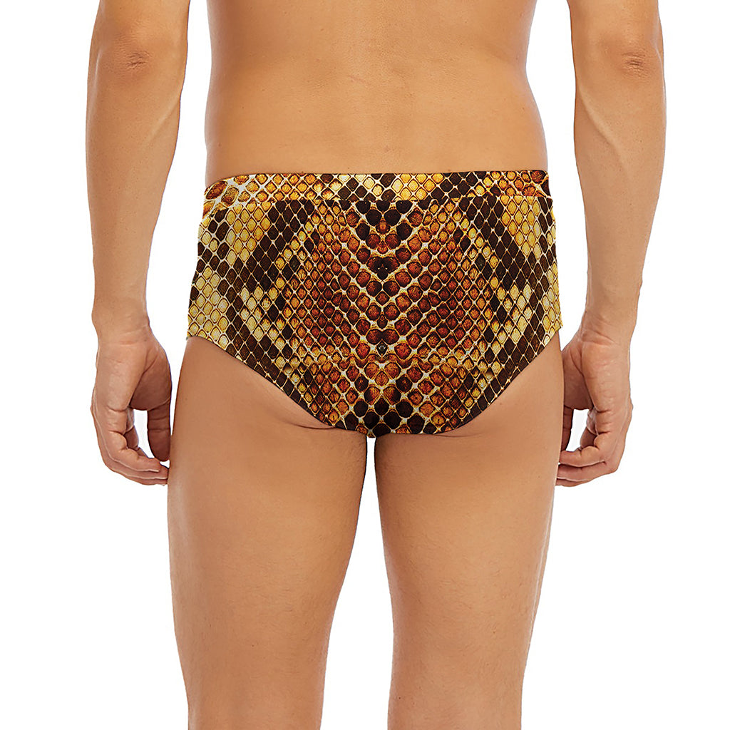 Yellow And Brown Snakeskin Print Men's Briefs