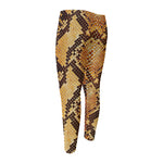 Yellow And Brown Snakeskin Print Men's Compression Pants