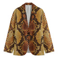 Yellow And Brown Snakeskin Print Men's Cotton Blazer