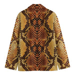 Yellow And Brown Snakeskin Print Men's Cotton Blazer