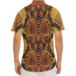 Yellow And Brown Snakeskin Print Men's Deep V-Neck Shirt