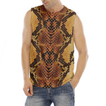 Yellow And Brown Snakeskin Print Men's Fitness Tank Top