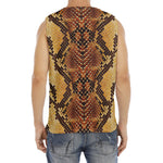 Yellow And Brown Snakeskin Print Men's Fitness Tank Top