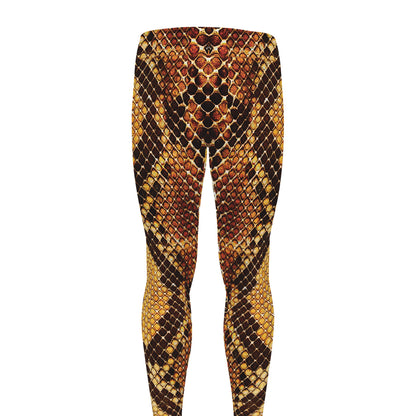 Yellow And Brown Snakeskin Print Men's leggings