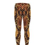 Yellow And Brown Snakeskin Print Men's leggings