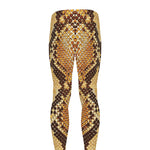 Yellow And Brown Snakeskin Print Men's leggings