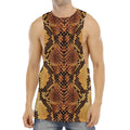 Yellow And Brown Snakeskin Print Men's Muscle Tank Top
