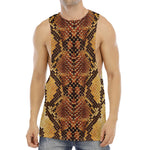 Yellow And Brown Snakeskin Print Men's Muscle Tank Top