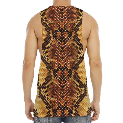 Yellow And Brown Snakeskin Print Men's Muscle Tank Top