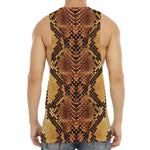 Yellow And Brown Snakeskin Print Men's Muscle Tank Top