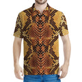 Yellow And Brown Snakeskin Print Men's Polo Shirt