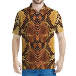 Yellow And Brown Snakeskin Print Men's Polo Shirt