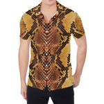 Yellow And Brown Snakeskin Print Men's Shirt