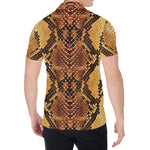Yellow And Brown Snakeskin Print Men's Shirt