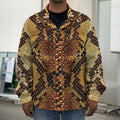 Yellow And Brown Snakeskin Print Men's Shirt Jacket