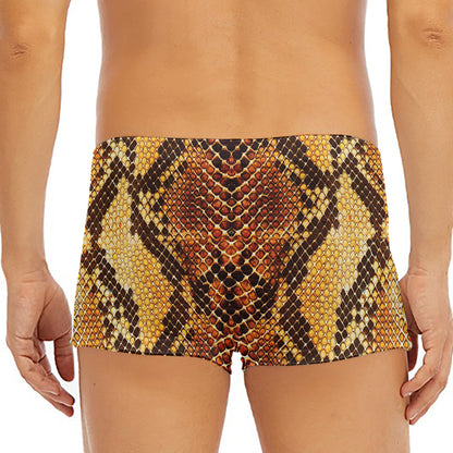 Yellow And Brown Snakeskin Print Men's Short Boxer Briefs