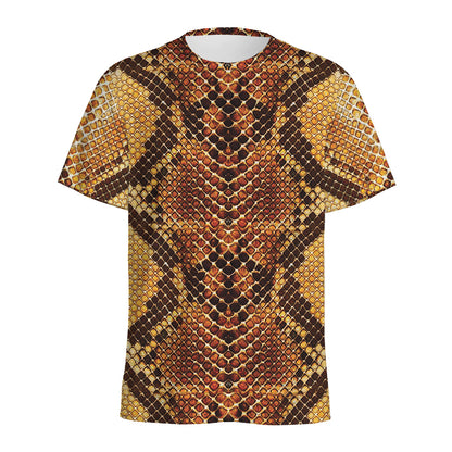 Yellow And Brown Snakeskin Print Men's Sports T-Shirt