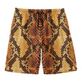 Yellow And Brown Snakeskin Print Men's Swim Trunks