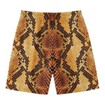 Yellow And Brown Snakeskin Print Men's Swim Trunks