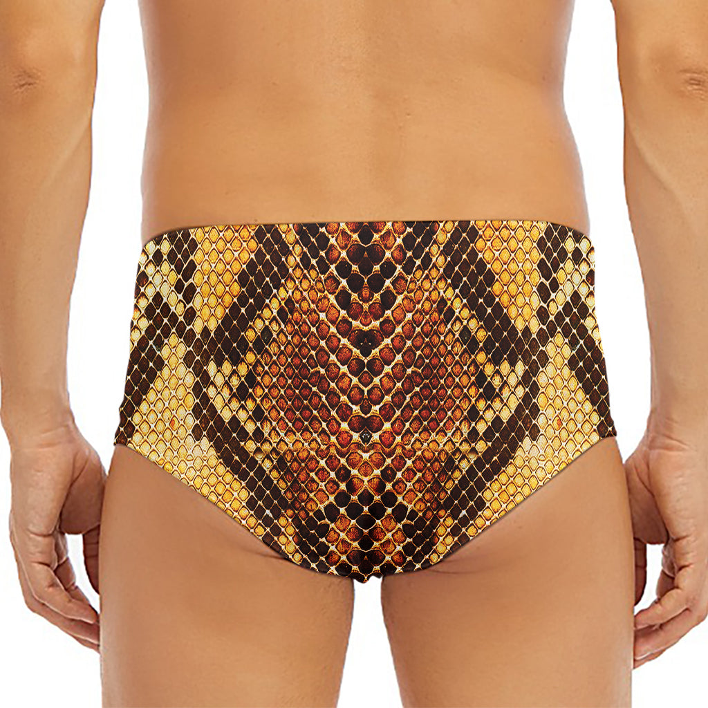Yellow And Brown Snakeskin Print Men's Triangle Swim Briefs