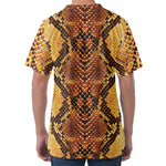 Yellow And Brown Snakeskin Print Men's Velvet T-Shirt