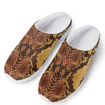 Yellow And Brown Snakeskin Print Mesh Casual Shoes