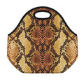 Yellow And Brown Snakeskin Print Neoprene Lunch Bag