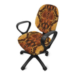 Yellow And Brown Snakeskin Print Office Chair Cover