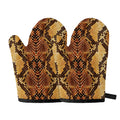 Yellow And Brown Snakeskin Print Oven Mitts