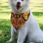 Yellow And Brown Snakeskin Print Over The Collar Dog Bandana