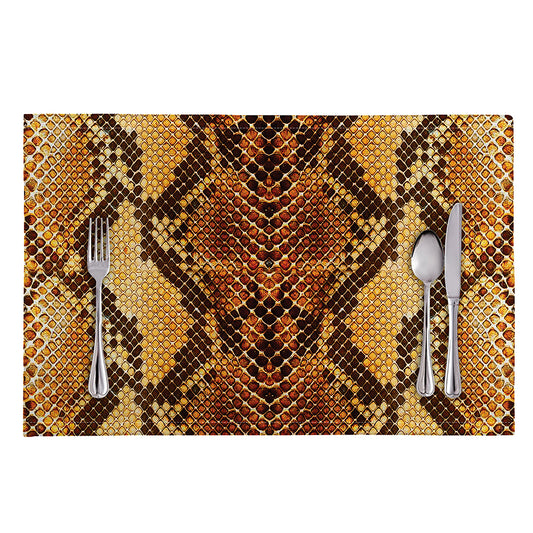 Yellow And Brown Snakeskin Print Placemat