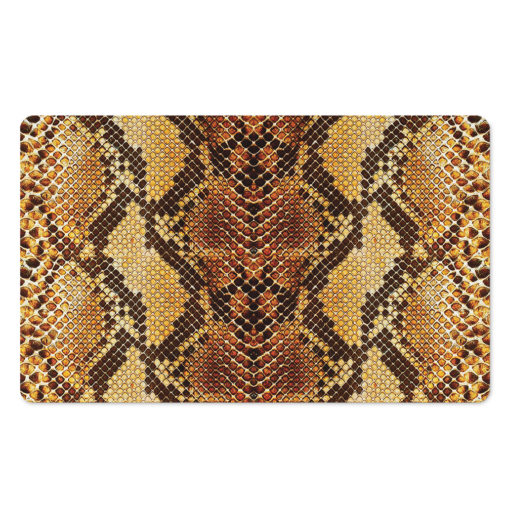Yellow And Brown Snakeskin Print Polyester Doormat